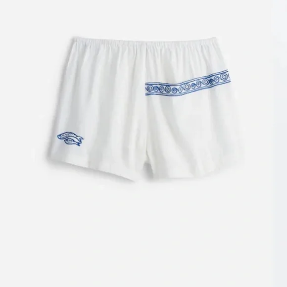 Madewell White Shorts with embroidery Blue Pattern size xl - Picture 4 of 8